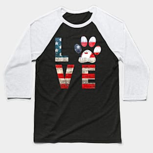 Patriotic Pug Dog Love Baseball T-Shirt